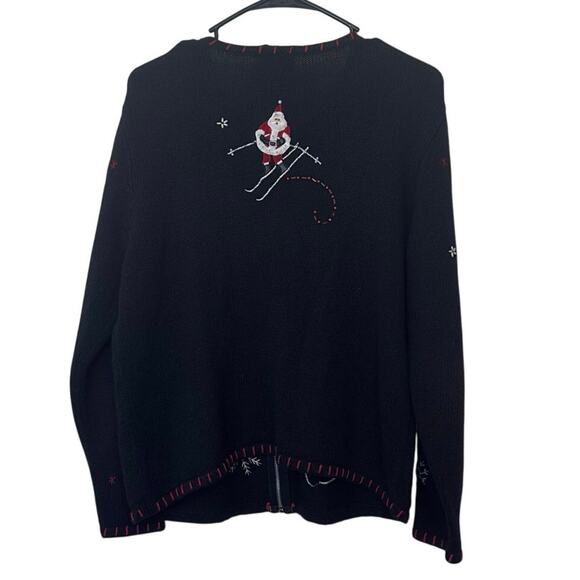 VTG Designers Originals Studio Fa La La Christmas Zip Up Cardigan Sweater Size L - Picture 2 of 13